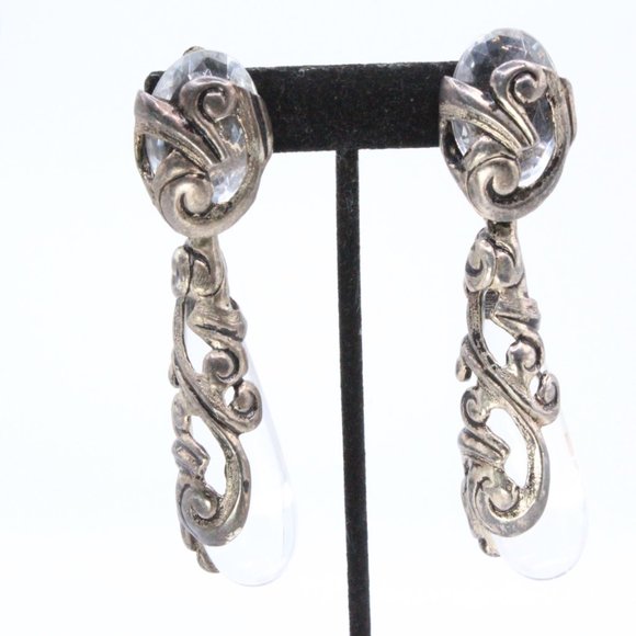 Isabel Canovas French Paris Couture Clear Lucite Resin Large Massive Long Dangle - Picture 5 of 9